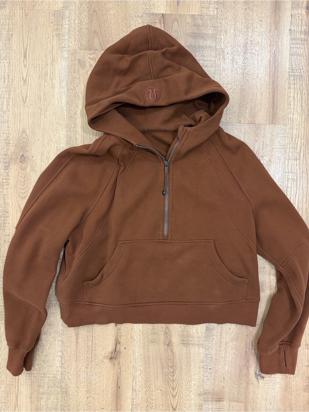 lululemon athletica Cropped Hoodie Jacket in Rust Brown